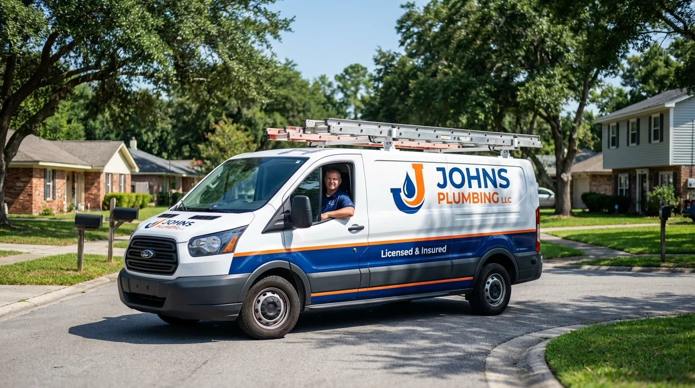 Johns Plumbing LLC service van in Omro, WI