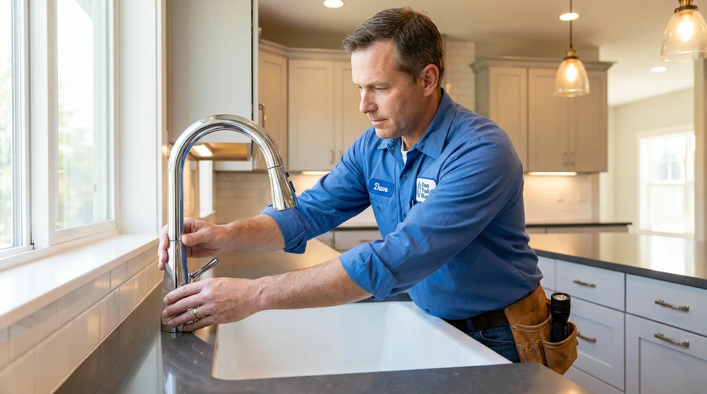 Kitchen faucet installation by Johns Plumbing LLC in Omro