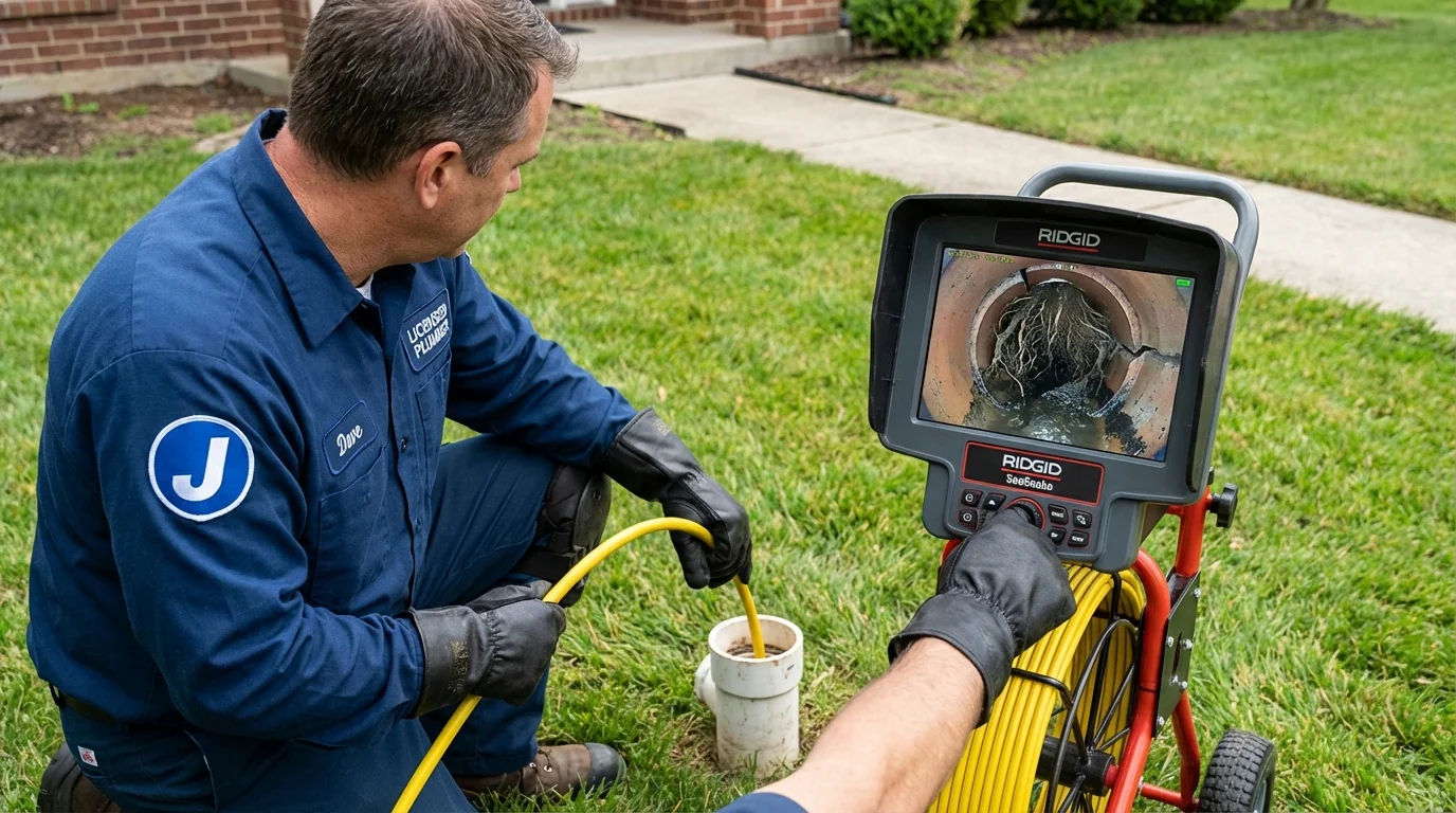Sewer camera inspection being performed by Johns Plumbing LLC in Omro