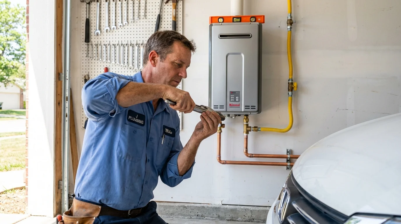 Tankless water heater installation by a Johns Plumbing LLC plumber in Omro